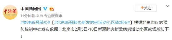 北京2月5日-10日新冠肺炎新发病例活动小区或场所