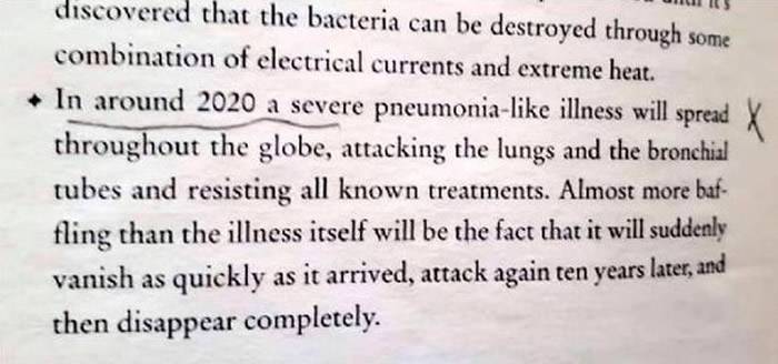 苏菲亚布朗《世界末日：关于世界末日的预测和预言》提到2020年将会爆发肺炎疾病？