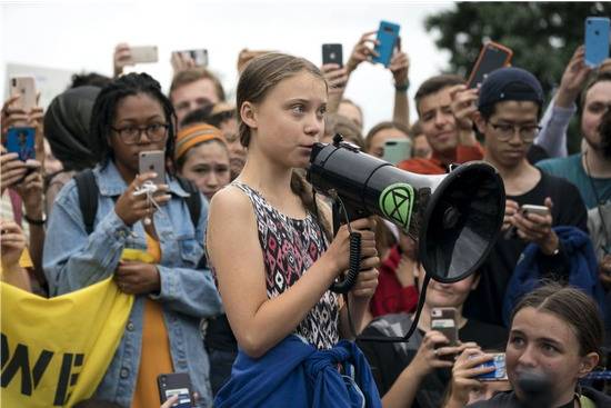 格雷塔·桑伯格在发起“气候罢课”，图片来自Getty Image
