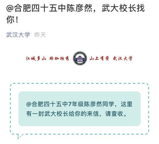 武汉大学官方微信截图