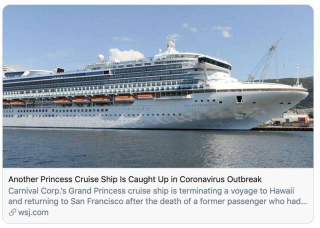 2人确诊1人死亡21人疑似，美“至尊公主”号邮轮是否海上隔离引争议