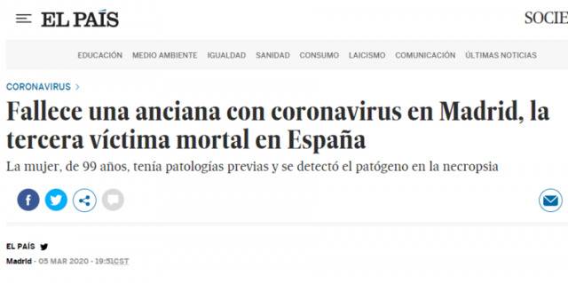 西班牙报告第3例新冠肺炎死亡病例