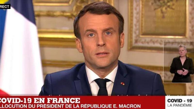 马克龙讲话。/法国24电台视频截图