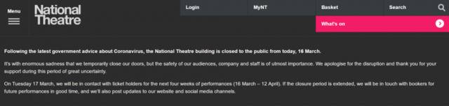 伦敦西区剧院关闭，行业协会倡议以捐赠形式支持剧院