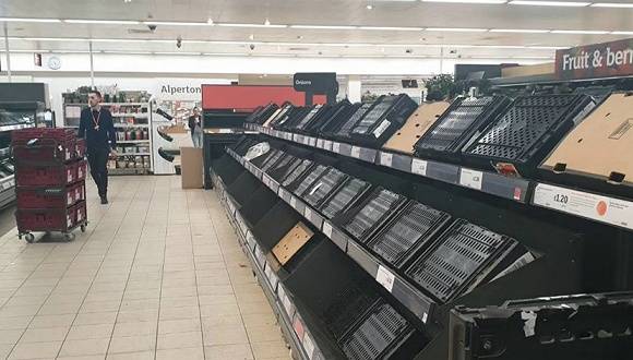  3月18日，伦敦一家Sainsbury’s超市内的景象。来源：受访者提供