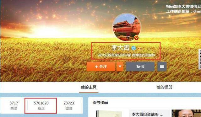 图片来源：李大霄微博首页