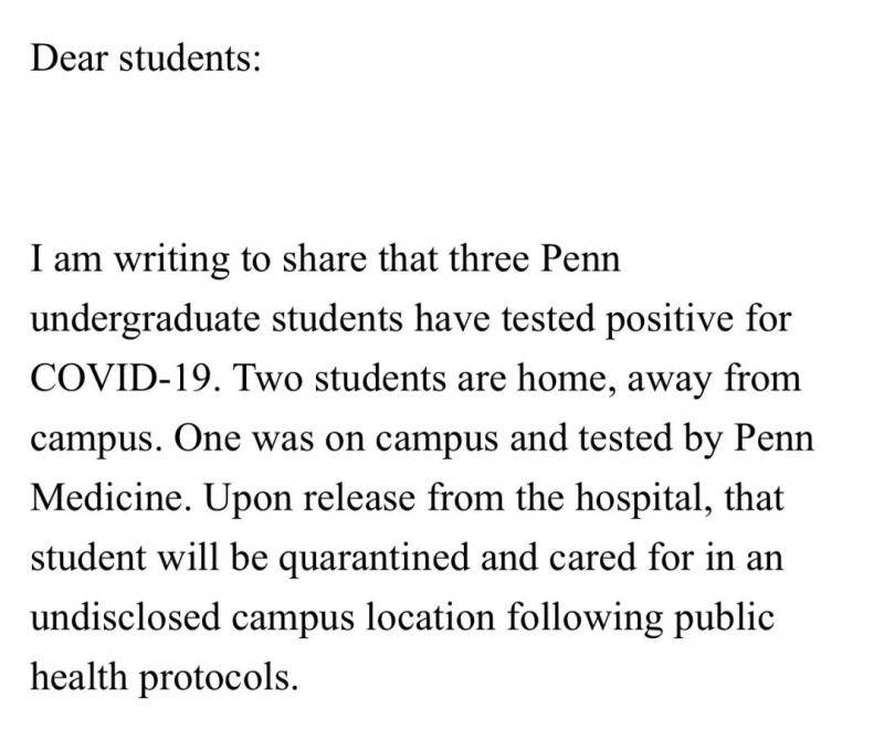 宾夕法尼亚大学邮件截图。/受访者供图