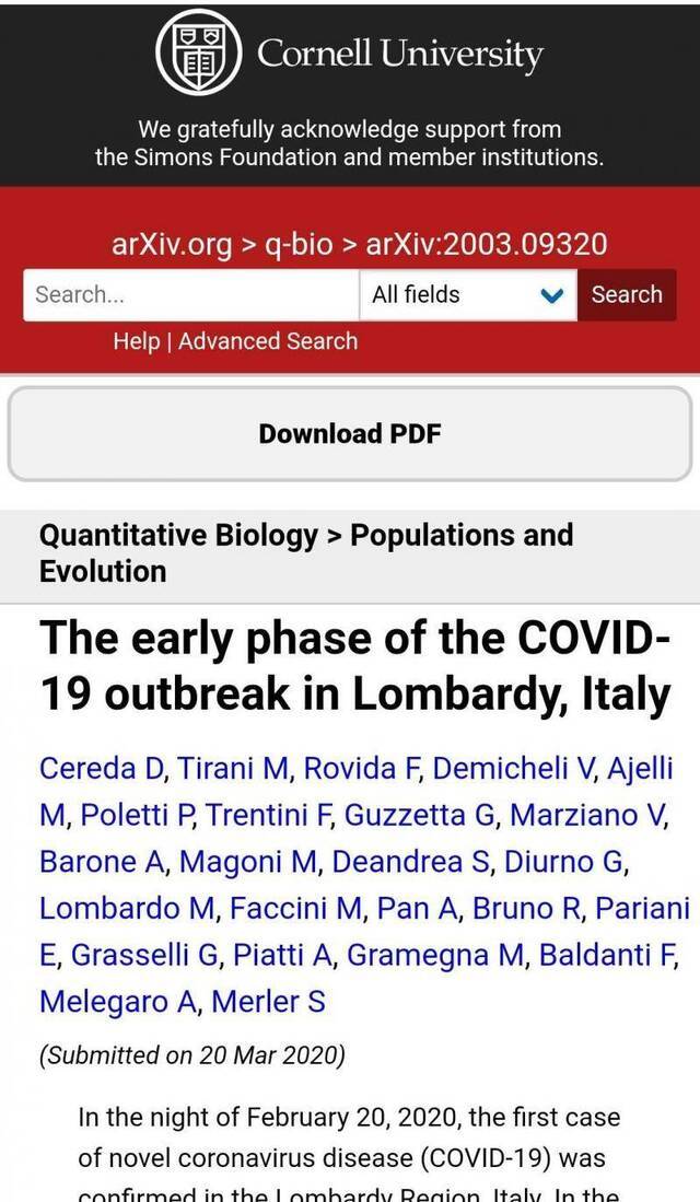 研究显示1月1日起新冠肺炎病毒就开始在意大利伦巴第传播
