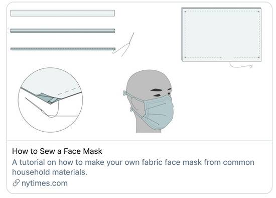 “如何缝口罩”。/《纽约时报》报道截图