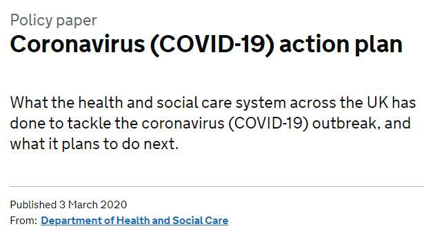 英国发布的新冠病毒行动计划截图来自英国政府官网