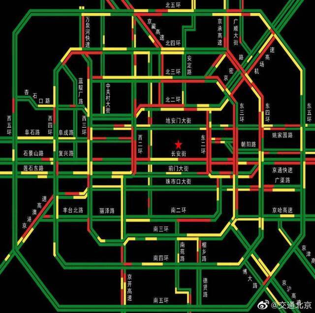 北京全路网交通指数6.8 整体处于中度拥堵级别