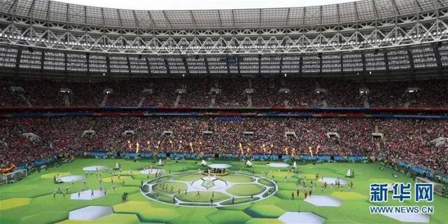 ▲资料图片：2018年6月14日，2018俄罗斯世界杯在莫斯科开幕。图为开幕式现场。（新华社记者曹灿摄）