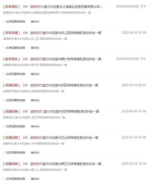 迪丽热巴多起网络侵权案开庭