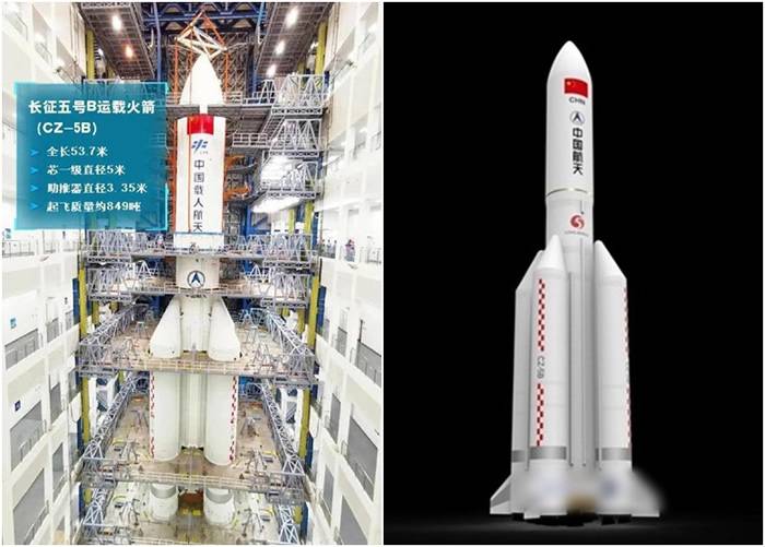 中国长征五号B遥一运载火箭全貌曝光本月底在海南文昌航天发射场进行首次发射