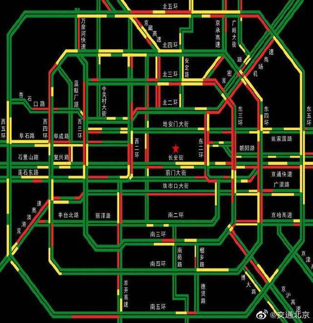 北京全路网交通指数7.0目前处于中度拥堵级别