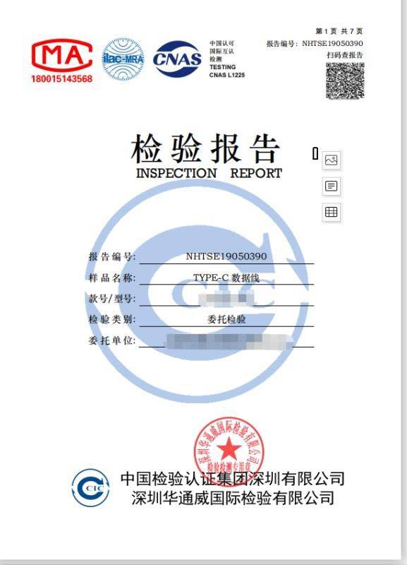 认证中介机构提供的国标认证报告样板，表示花钱即可办理，不用考虑产品实际质量。受访者供图