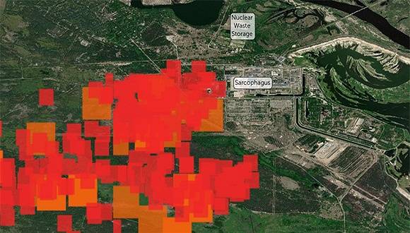 切尔诺贝利核电站山火示意图。图片来源：Nathan Ruter