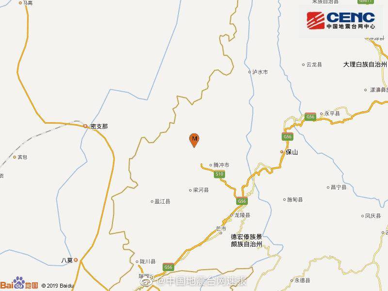 云南保山市腾冲市发生3.1级地震 震源深度13千米