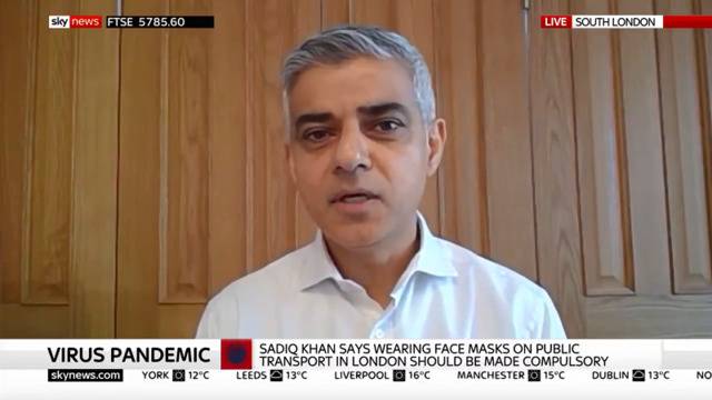 伦敦市长呼吁市民必须佩戴口罩 英国封锁令延长至少三周