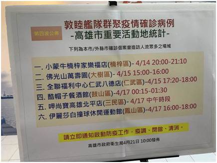 台媒：9名高雄民众出现疑似感染症状，曾到过5地点与确诊海军重叠