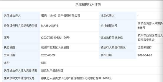 蛋壳公寓回应杭州公司被列为失信被执行人：已申请撤裁