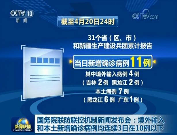 国务院联防联控机制新闻发布会：境外输入和本土新增确诊病例均连续3日在10例以下