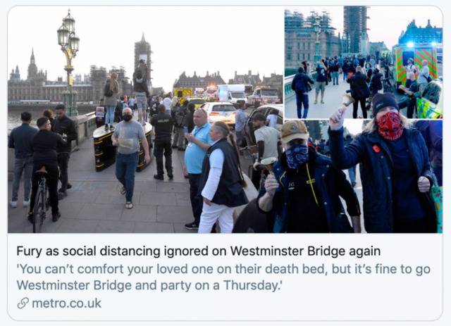 23日，威斯敏斯特大桥上聚集大批民众。
