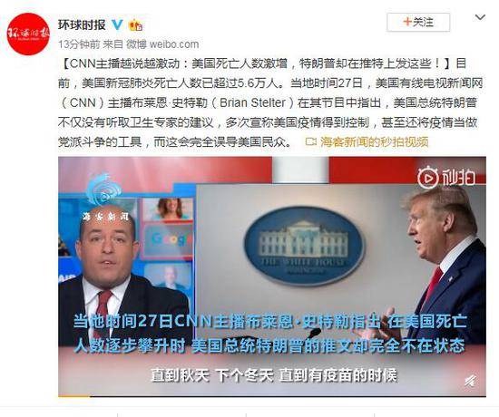 CNN主播越说越激动：美国死亡人数激增 特朗普却在推特上发这些！