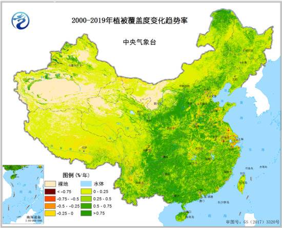 2000-2019年植被覆盖度变化趋势率