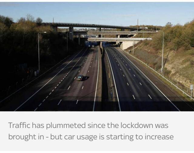 英国道路上的汽车数量正在增加 与上周同期相比增加3%