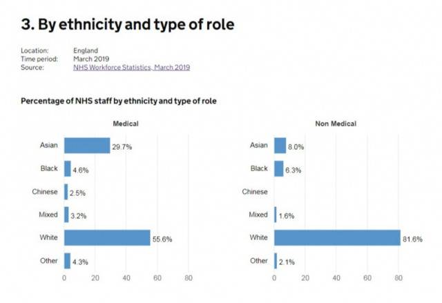 △英国NHS医护人员种族比例及工作角色类型