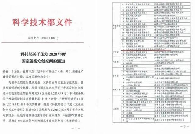 沈阳建筑大学创新创业孵化基地获科学技术部 “2020年度国家备案众创空间”称号