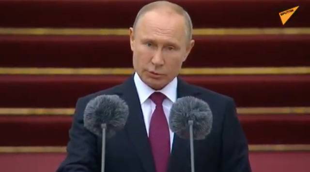 俄罗斯总统普京发表讲话。/俄罗斯卫星通讯社直播