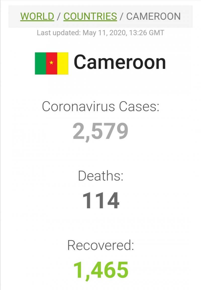 喀麦隆新冠肺炎病例累计确诊2579例 死亡114例