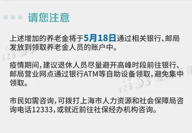 上海提高企业退休和城乡居保人员养老金 5月18日发放到位