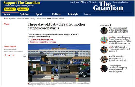英国一名婴儿出生第3天不幸离世，母亲分娩前新冠检测呈阳性