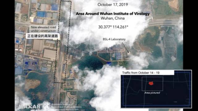 △2019年10月17日，武汉病毒研究所周边卫星数据图图片来源：《野兽日报》