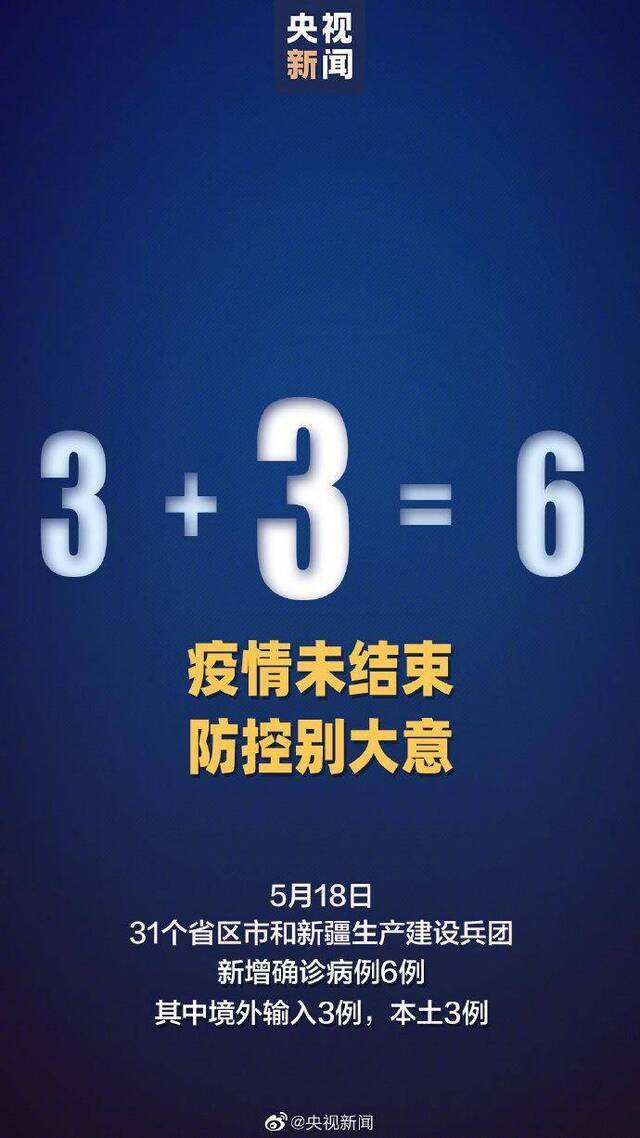 31省区市新增6例新冠肺炎确诊病例 新增本土病例3例