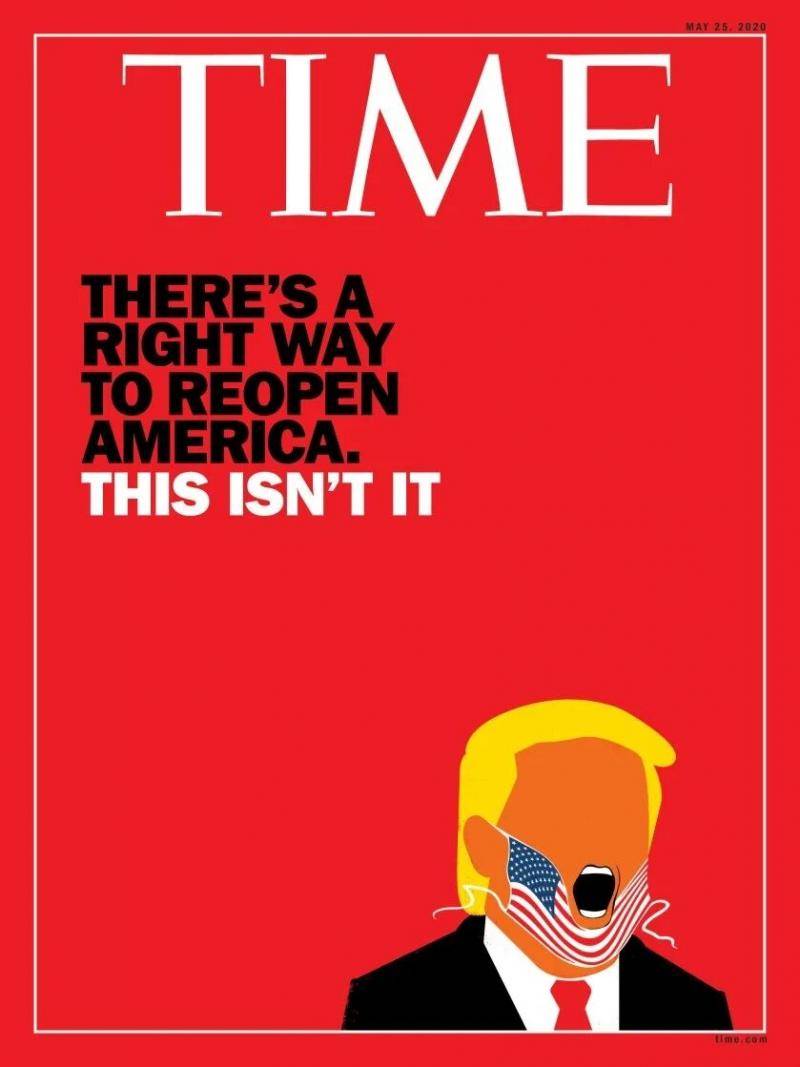 《时代》周刊最新封面：戴上口罩但没遮住嘴的特朗普