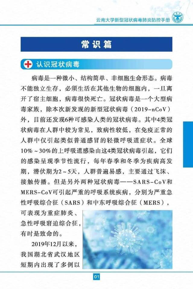 云南大学新型冠状病毒肺炎防控手册