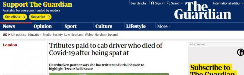 英国出租司机被拒付车费还被吐口水 感染新冠后去世