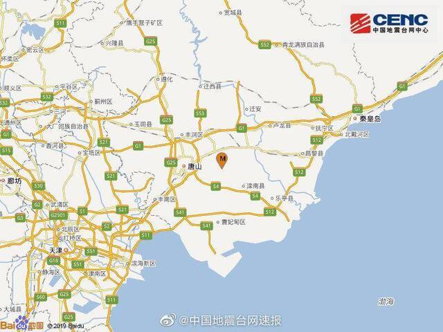 河北唐山滦州市发生2.0级地震 震源深度15千米