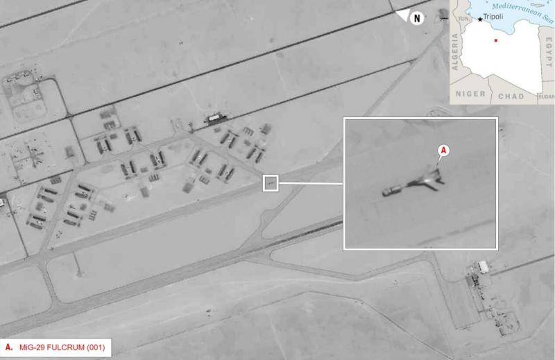 美军公布的疑似俄军米格-29战斗机飞抵利比亚的卫星照