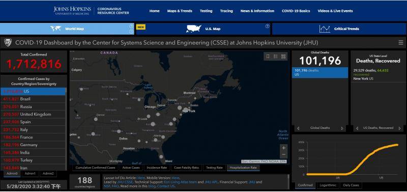 △美国约翰斯·霍普金斯大学统计数据官网