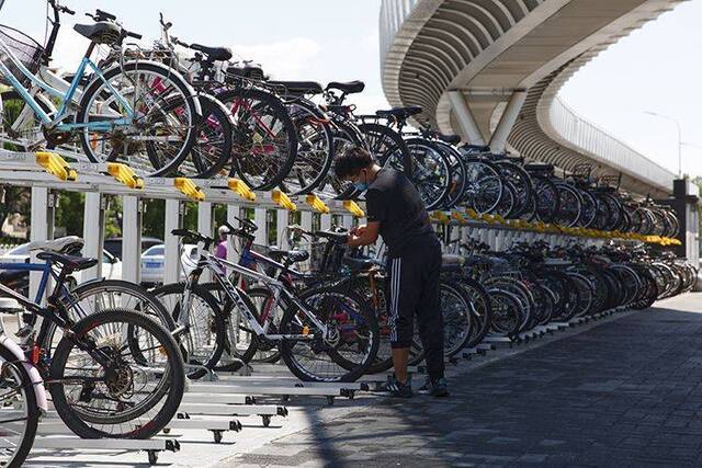 自行车专用路启用一年 总骑行量突破140万次 组图