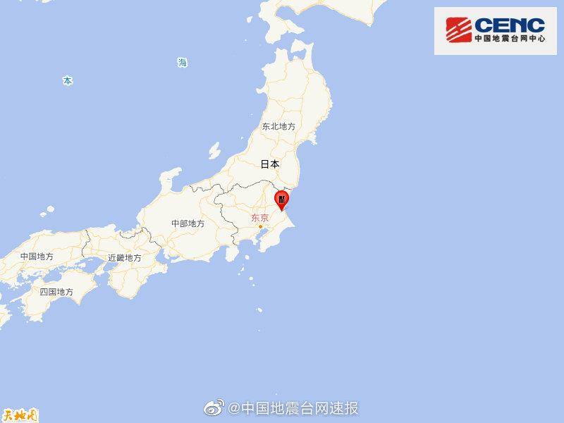 日本本州岛发生5.1级地震震源深度100千米