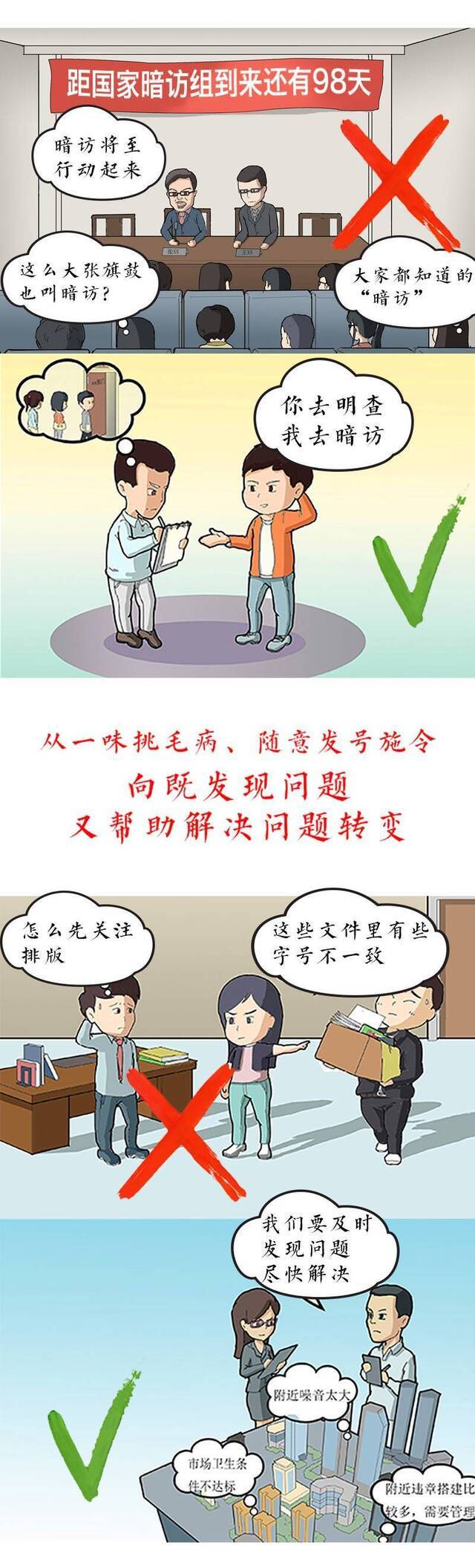 对比漫画  换个姿势去督查