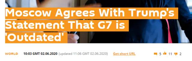 俄罗斯卫星通讯社：G7是过时了