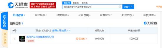 威马汽车关联公司成立新公司：注资5亿元 周晨任法人