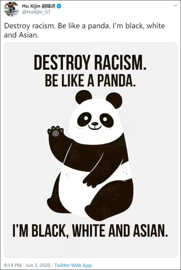 胡锡进：消灭种族歧视，像熊猫一样